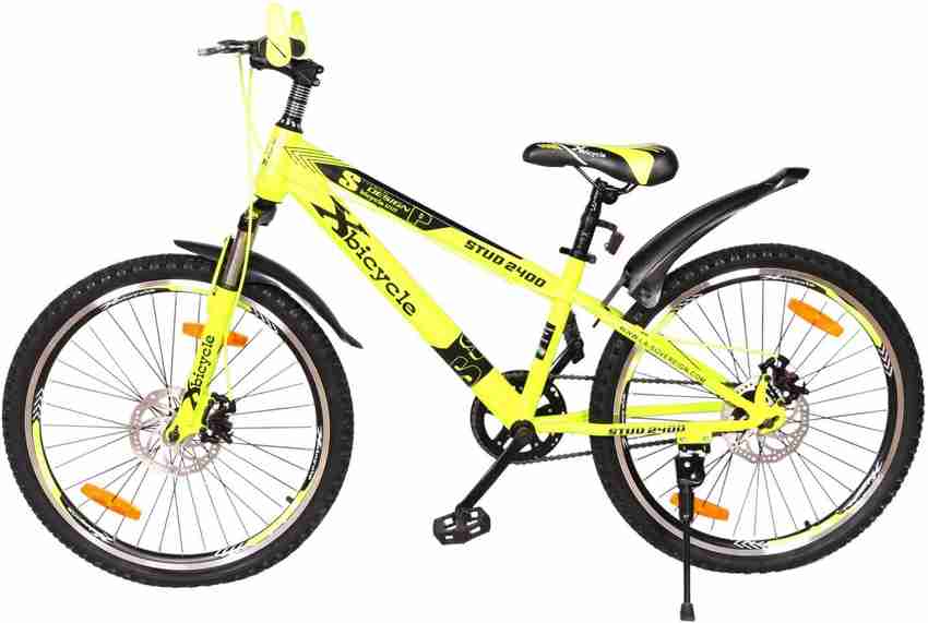 X Bicycle Stud Sporty Bike For Teenagers Yellow 24 T Mountain