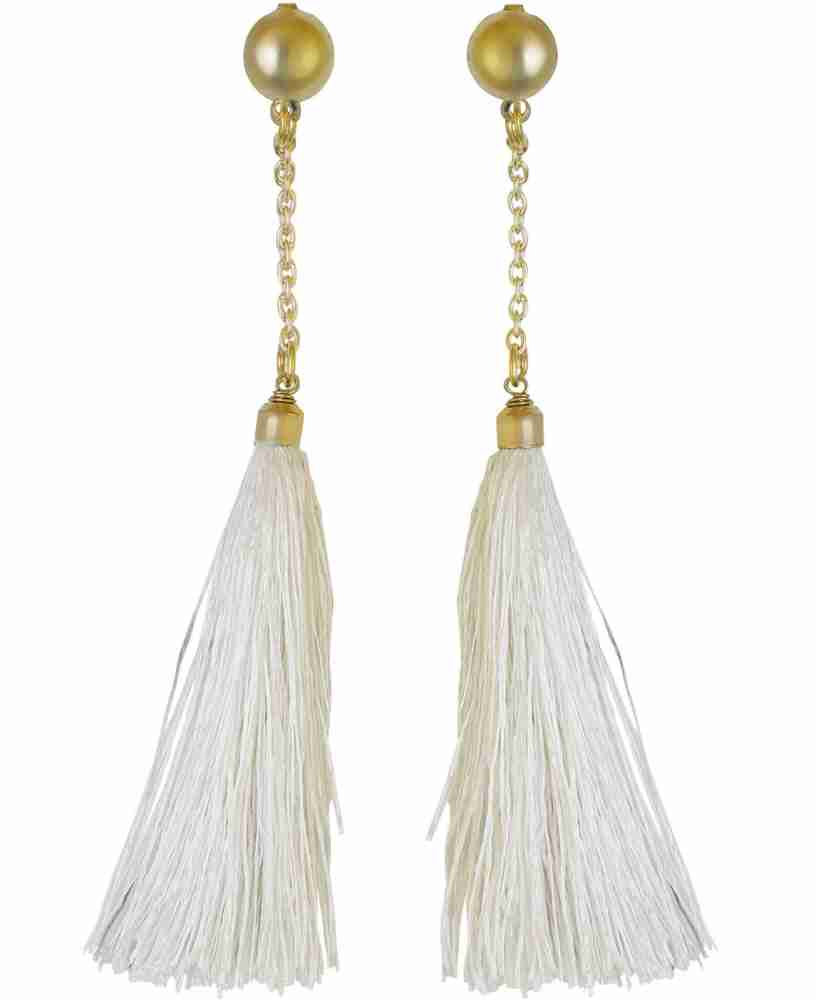 White deals tassel earrings