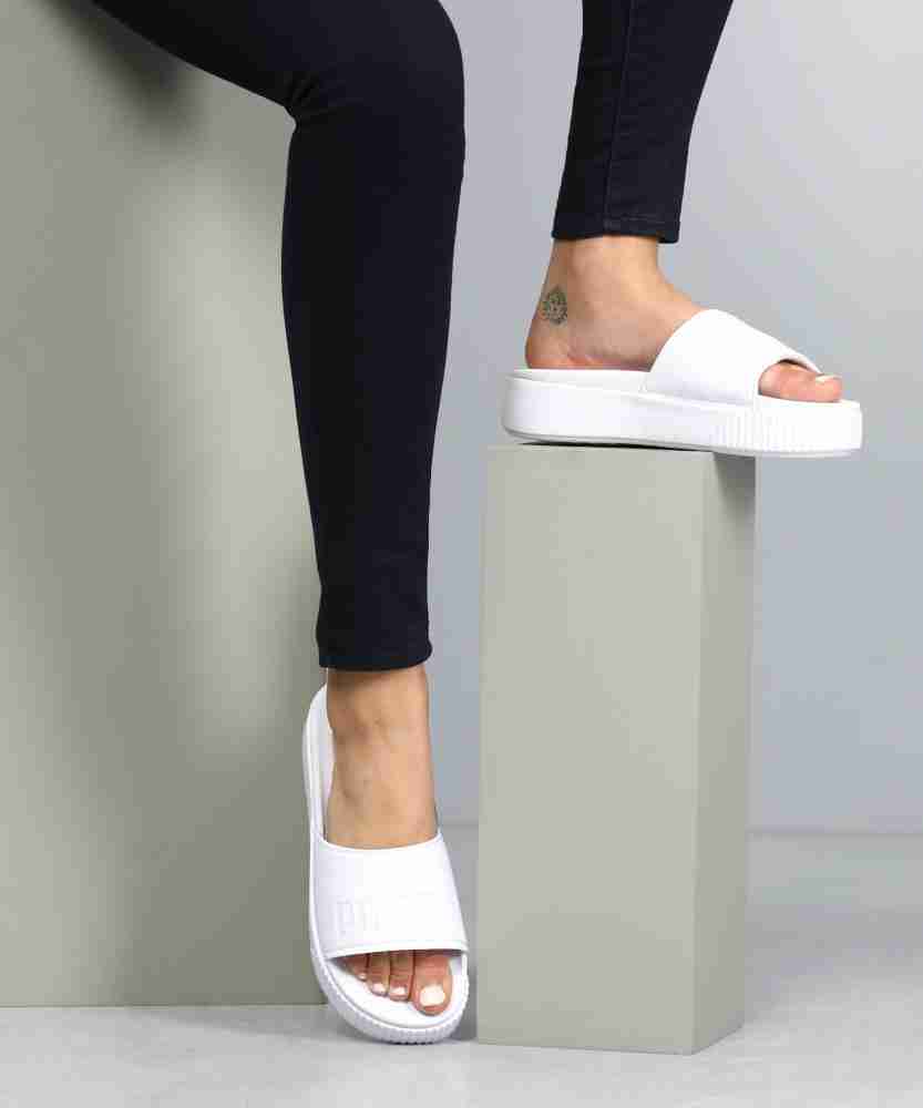 Puma platform hotsell slides white