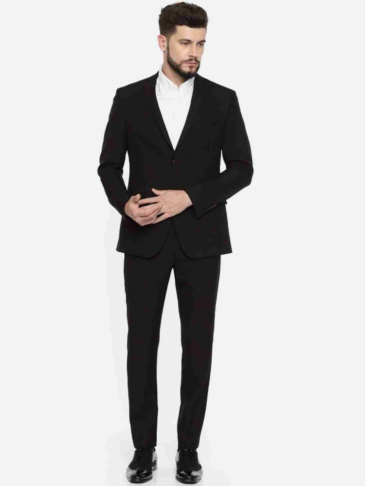 Black Peak Collar Striped Blazer and Tailored Trousers Set  WearStyle
