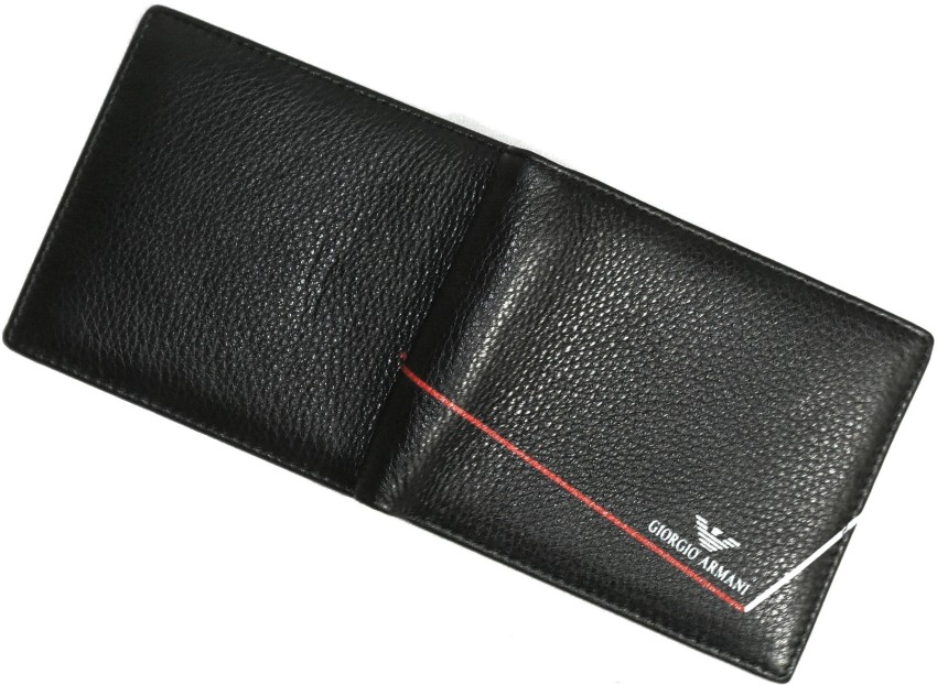 Giorgio Armani Men Black Genuine Leather Wallet Black Price in