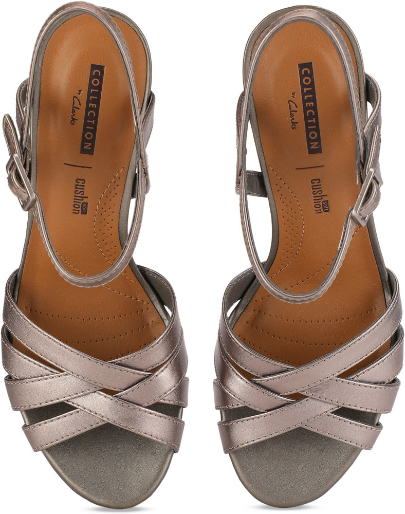 CLARKS Adriel Wavy Pewter Leather Women Silver Heels Buy Pewter