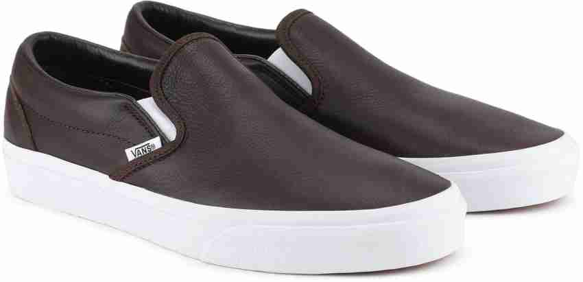 Mens black leather store slip on vans