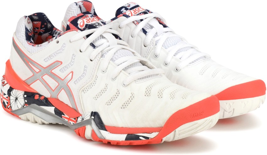 Asics GEL RESOLUTION 7 L.E. LONDON Tennis Shoes For Women Buy WHITE SILVER FLASH CORAL Color Asics GEL RESOLUTION 7 L.E. LONDON Tennis Shoes For Women Online at Best Price Shop Online for Footwears in...