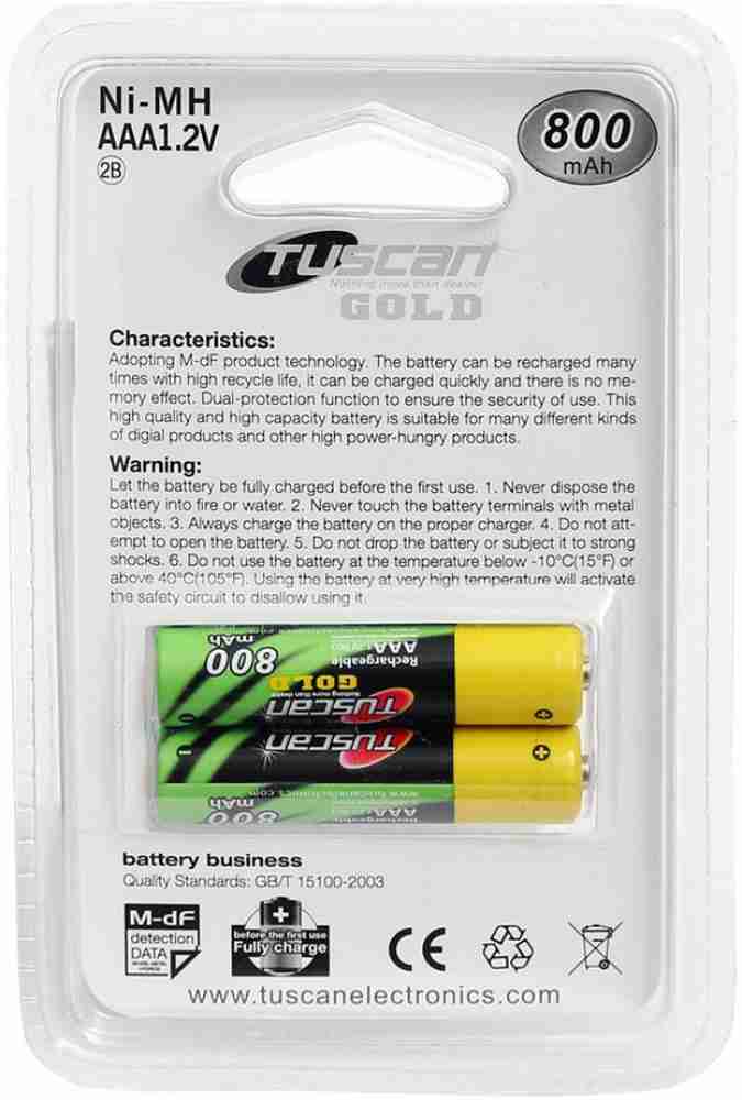 TUSCan GOLD AAA 800 mAh 8 Pack (16Pcs) Rechargeable Ni-MH Battery - TUSCan  