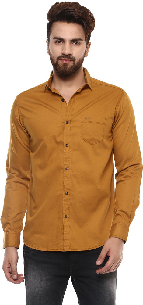 mustard brown shirt