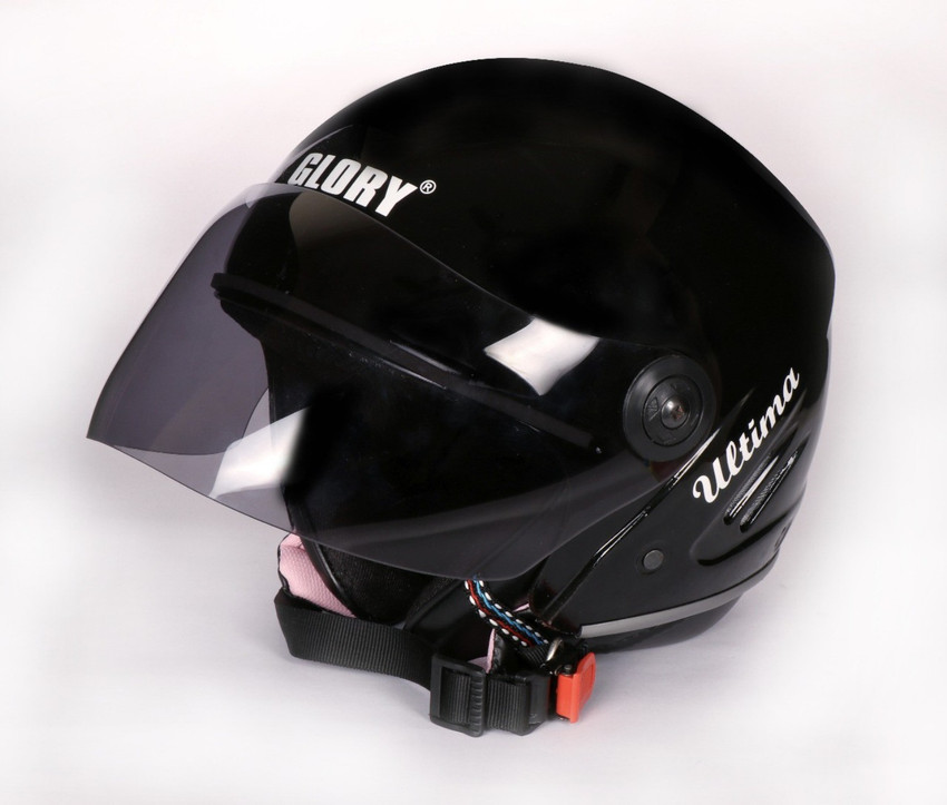 Glory HALF FACE BLACK HELMET FOR BOYS AND GIRLS Motorbike Helmet