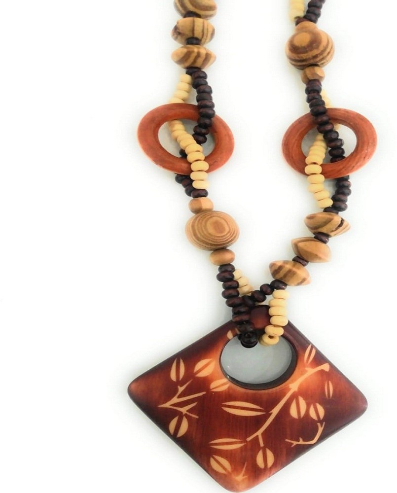 Long wooden online necklace