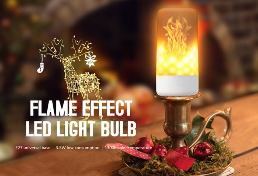 Nucarture LED Flame Effect Fire Light Bulbs with Upside Down Effect Simulated Decorative Light Atmosphere Lighting Vintage Flaming LED Burning Flicker Flame Effect Fire Light Bulb Decorative light out...