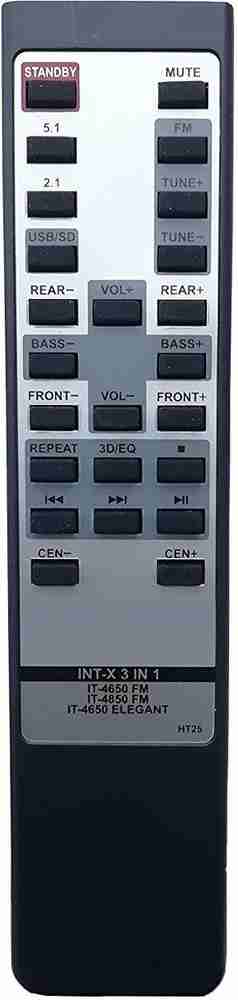 LipiWorld 3 in 1 IT 4650 FM IT 4850 FM IT 4650 Elegant Compatible for Home Theater INTEX Remote Controller