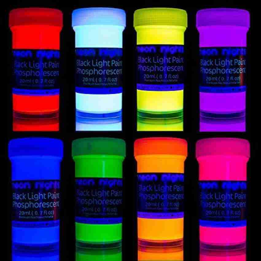 Neon Nights Glow in the Dark Paint - Set of 8, 20 Ml Acrylic