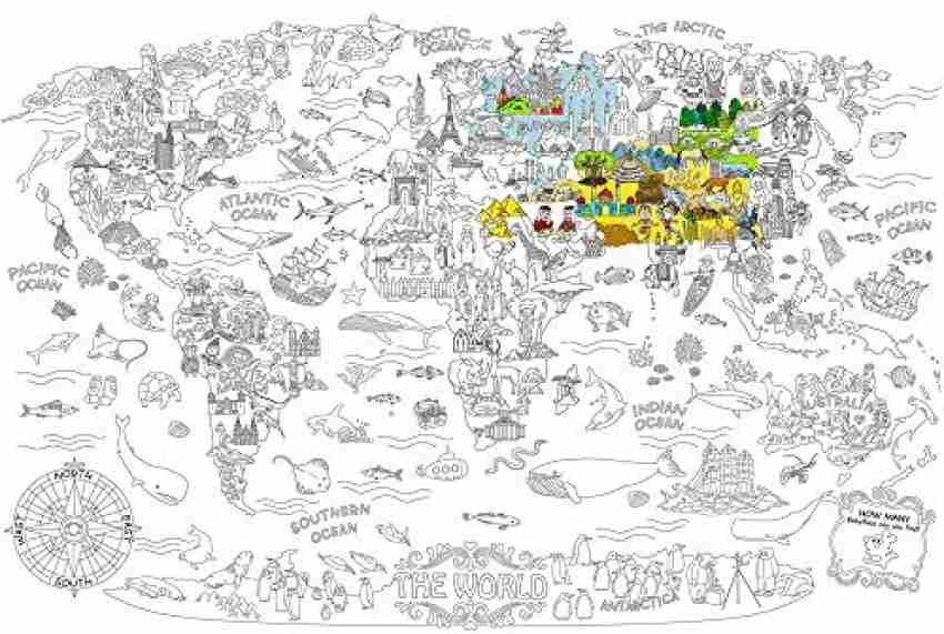 JARMELO Jar Melo Super Painter;Giant Coloring Poster; The World