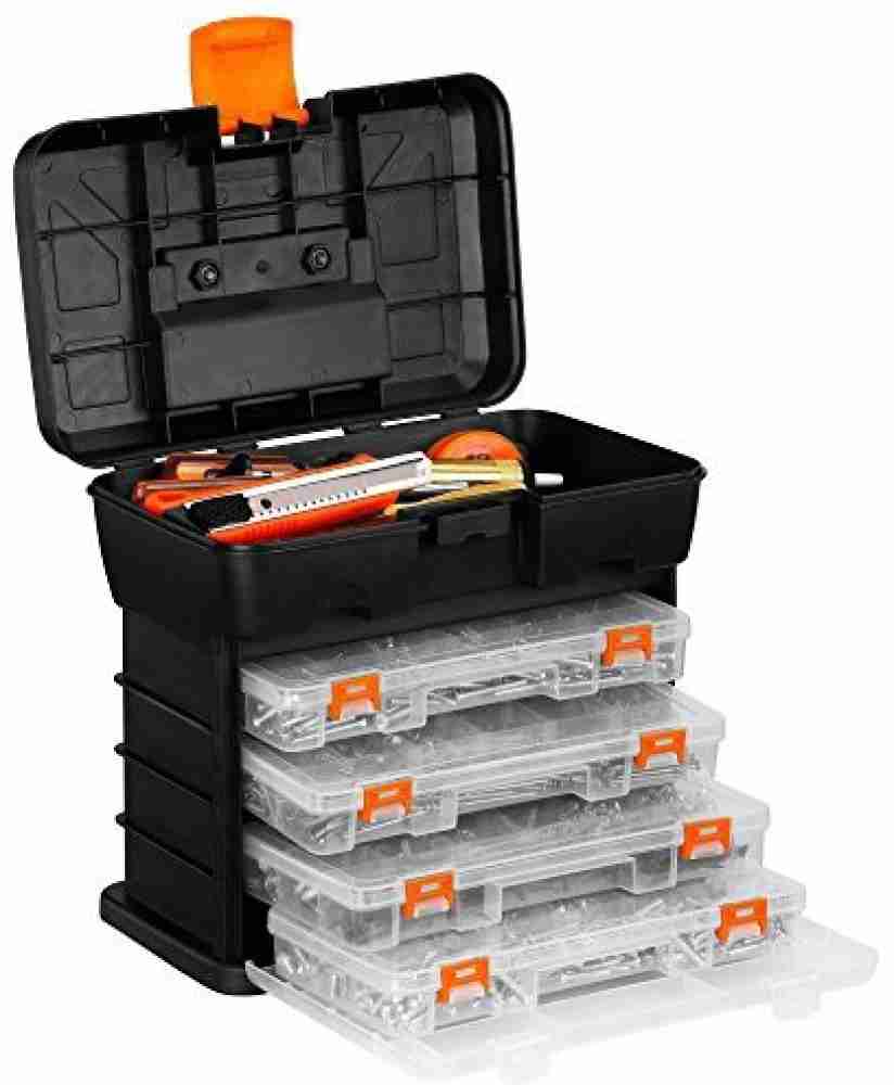 VonHaus Very Small Utility Tool Storage Box - Portable Arts Crafts  Organizer Case with 4 Drawers & Adjustable Dividers (10.9 x 1 - Very Small  Utility Tool Storage Box - Portable Arts