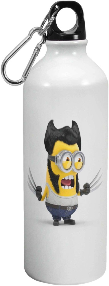 White aluminum bottle with printed design theme The Minions