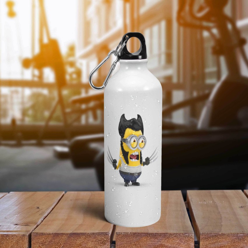 White aluminum bottle with printed design theme The Minions