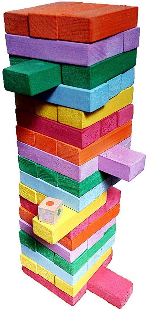 FK RETAIL Jenga Multi Color Tumbling Tower 54 pieces Numbered