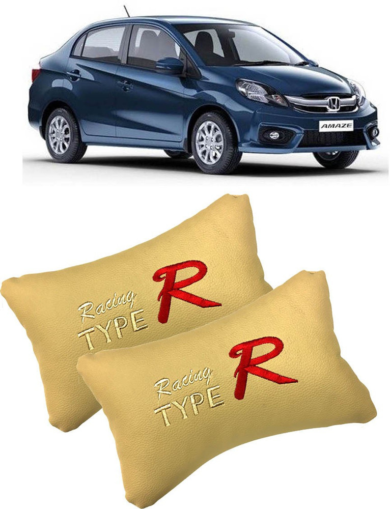 SHOOLIN Beige Leatherite Car Pillow Cushion for Honda Price in