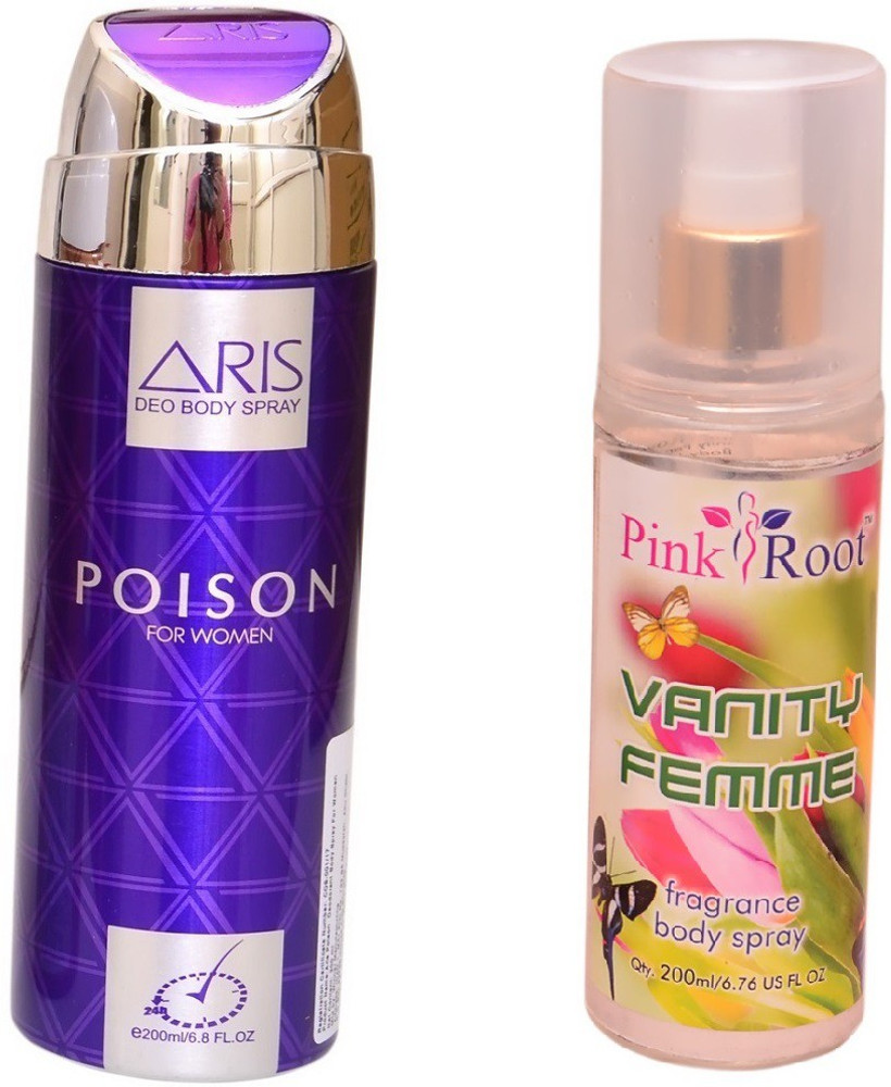 PINKROOT VANITY FEMME BODY MIST 200ML WITH ARIS POISON DEO BODY