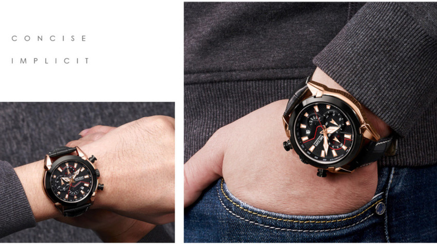 MEGIR 2065 Genuine Leather Japanese Quartz Fashion Casual Classic