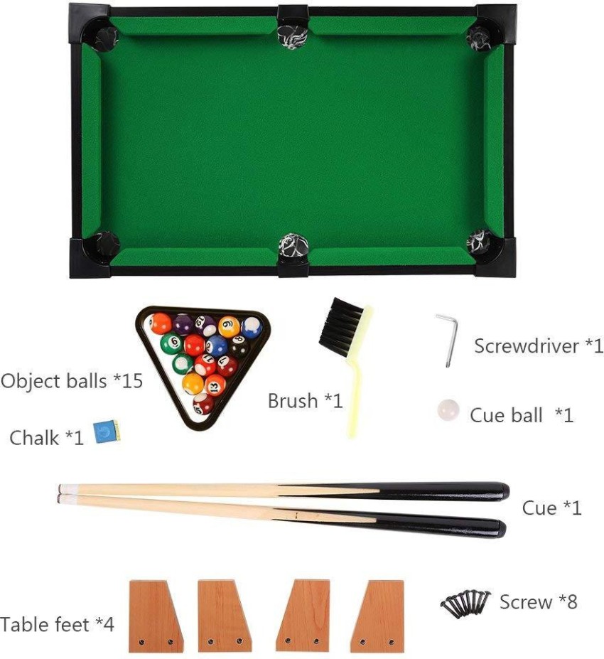 IRIS Mini Tabletop Pool Table Billiard Game Set w/ Cues Balls (69 cm.L X 26.5 cm.W X 21.5 cm.H) Party and Fun Games Board Game