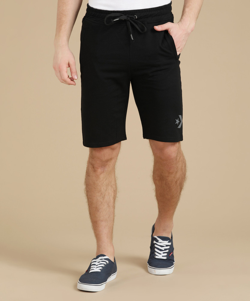 Converse Solid Men Black Sports Shorts