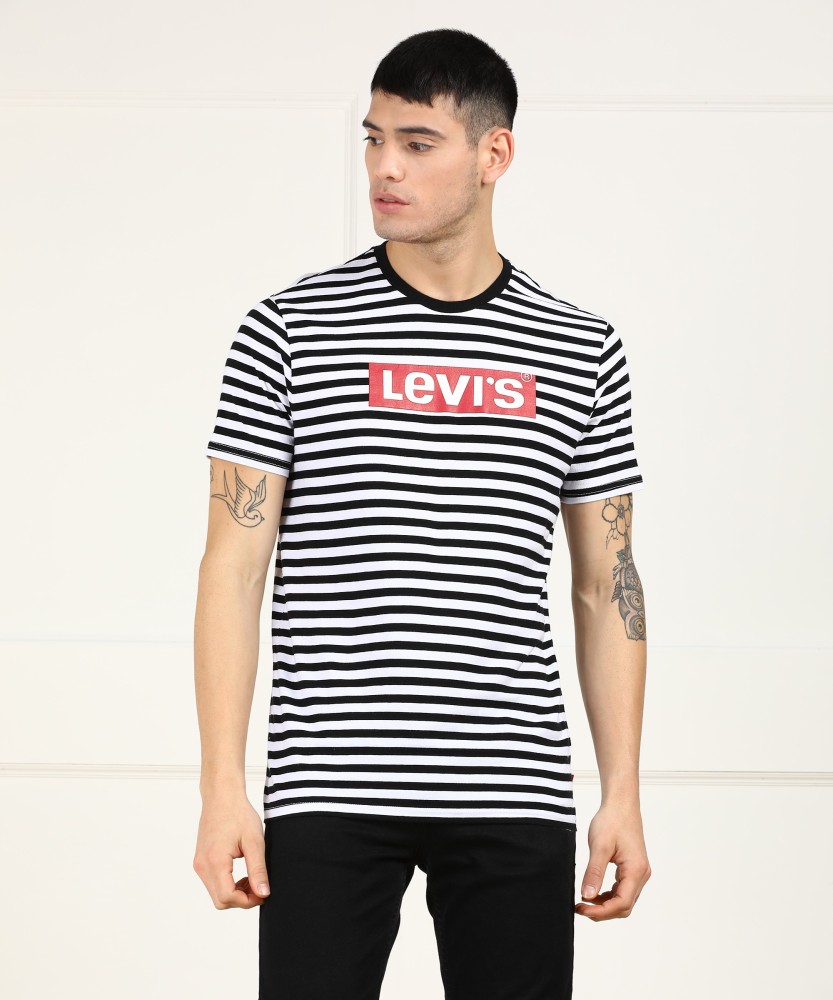 Levi's black and white striped shirt hotsell