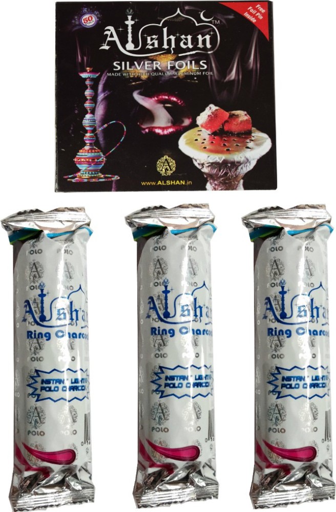 Alshan Foil (Pack of 50 Pcs.) + Premium Hookah Magic Coal Pack of
