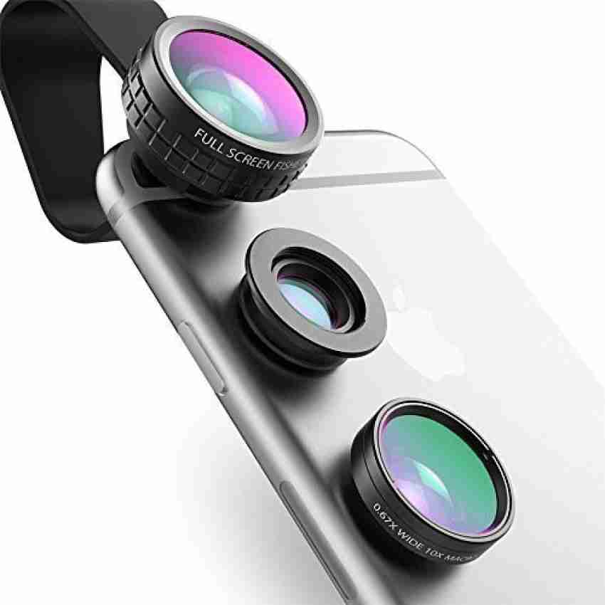 AUKEY Mini Clip-on Optic Phone Camera Lens Kit 180 Degree Fisheye Lens + 110 Degree Wide Angle + 10x Lens Phones Mobile Phone Lens in India - Buy