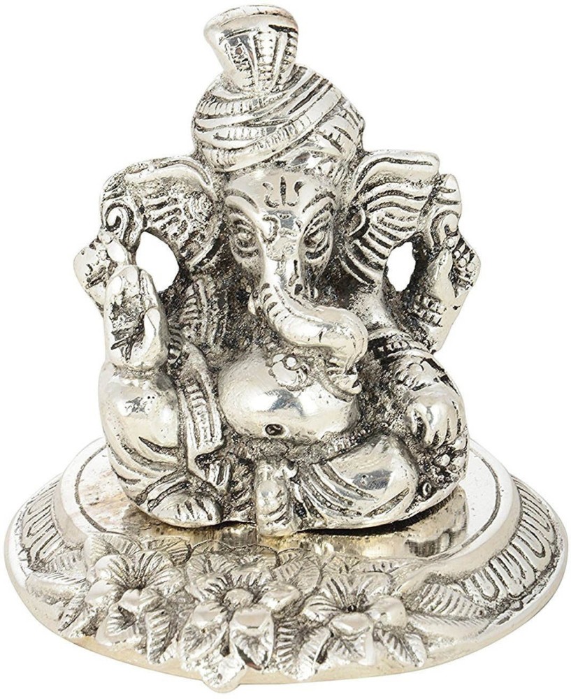 Statue de Lord Ganesha pour tableau de bord de voiture, sculpture plaquée  sliver, temple hindou de figurine de dieu Feng Shui décor Seigneur Ganesh  Idol Table Top Statue -  France