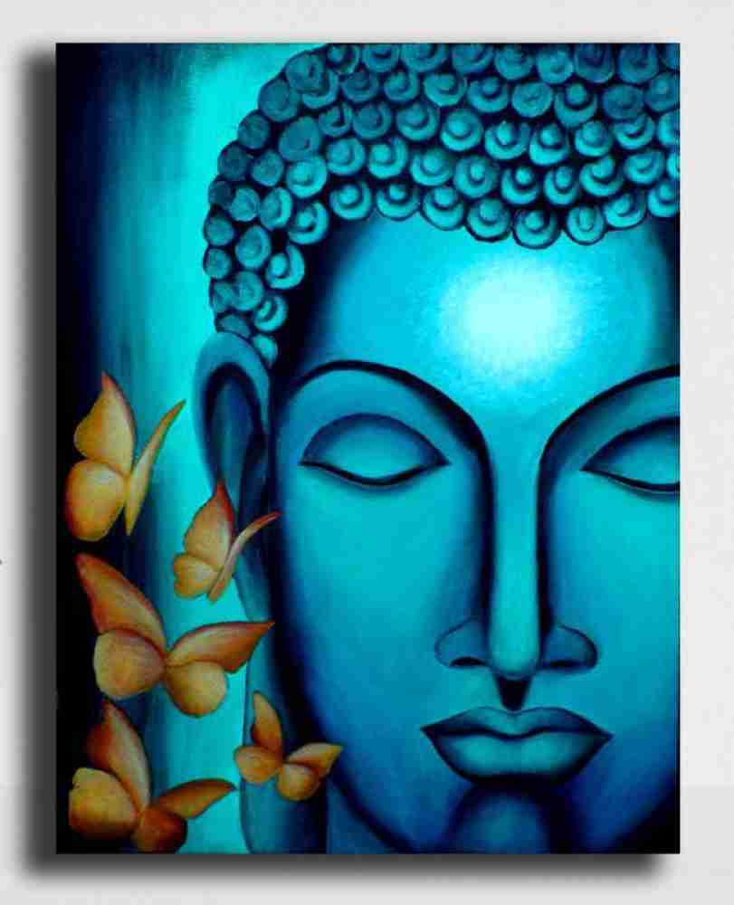 PIXELARTZ Canvas Painting Blue Buddha I 28 X 35 Without