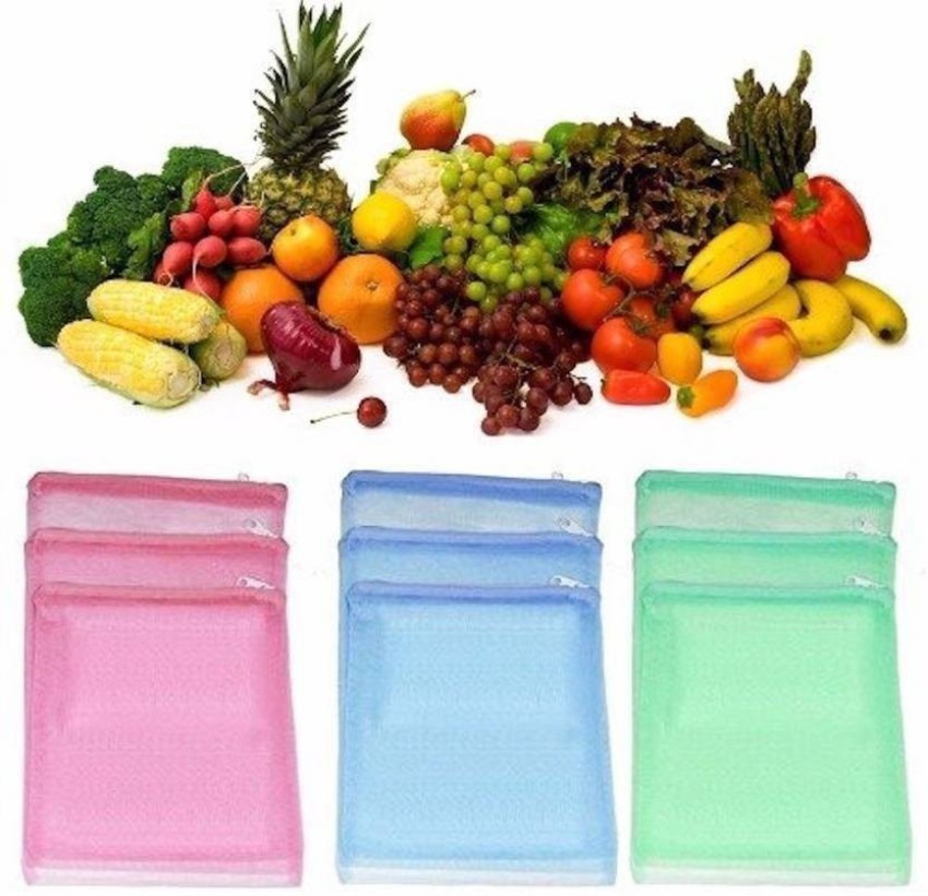 Reusable Nylon BPA Free Extra Large mesh bags with zipper for vegetable and  fruits Storage Grocery