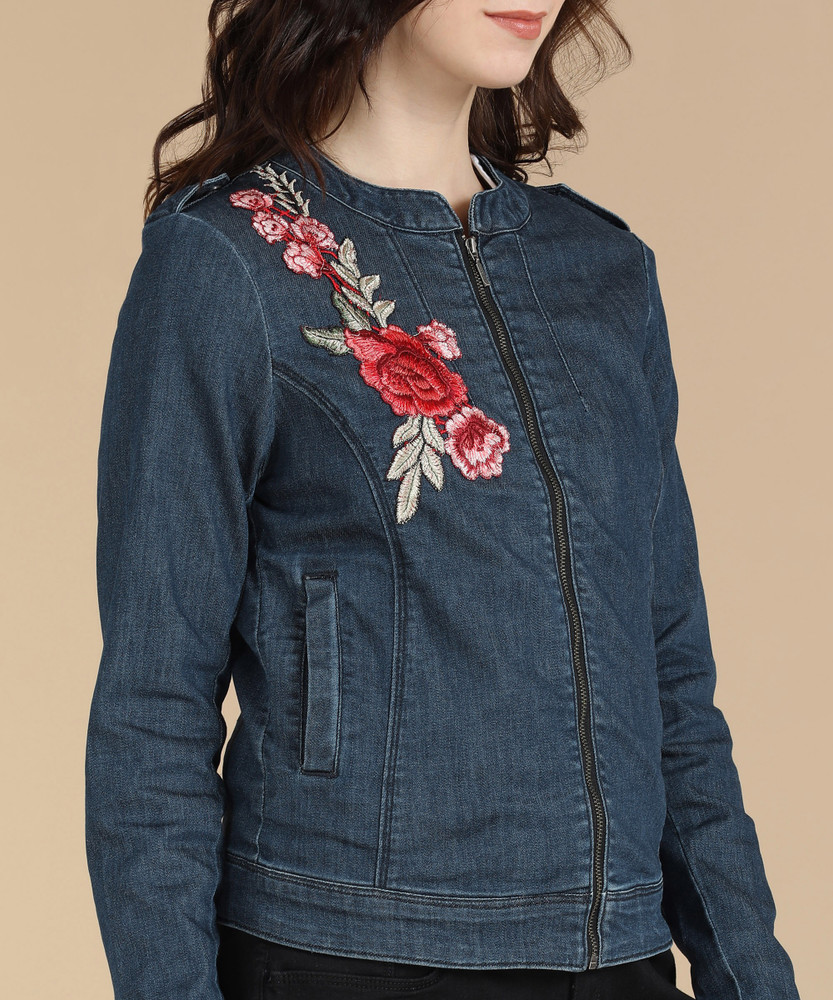 Women's embroidered denim jacket hotsell