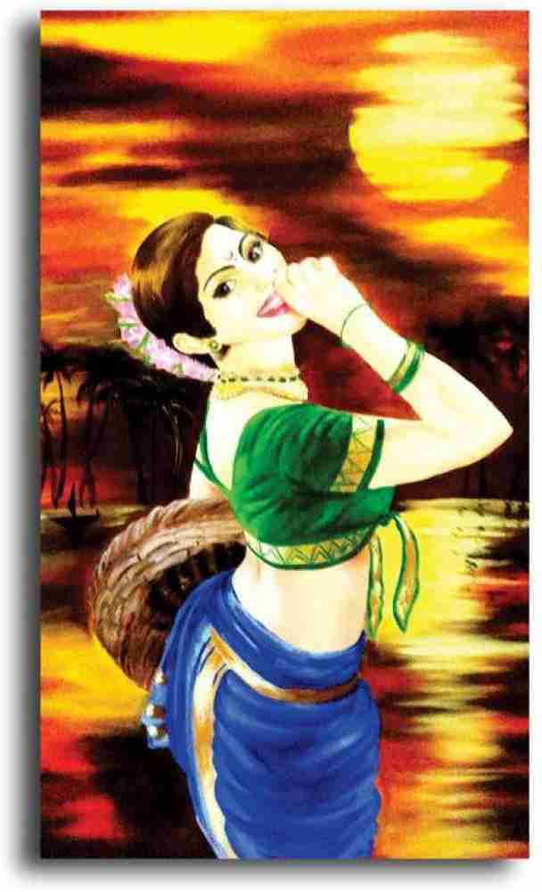 PIXELARTZ Canvas Paintings - Indian Village Woman - Without Frame - Modern Art  Paintings - Paintings for Home Decor - Paintings