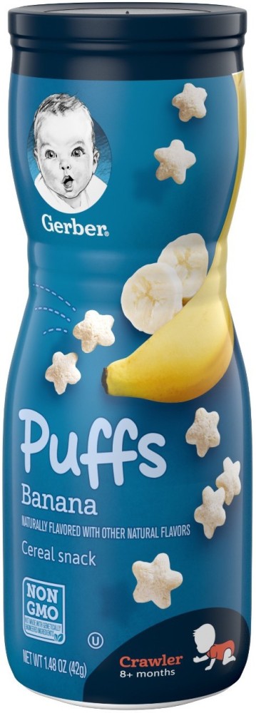GERBER PUFFS Sweet Strawberry & Apple, Baby Snacks, Cereal Snack, 8+  months, 42 g, 6 Pack