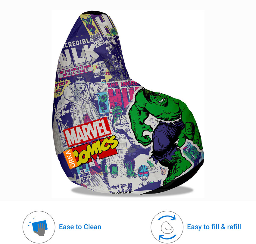 ORKA XXXL Incredible Hulk Digital Printed Bean Bag With Bean Filling Price in India Buy ORKA XXXL Incredible Hulk Digital Printed Bean Bag With Bean Filling online at Flipkart