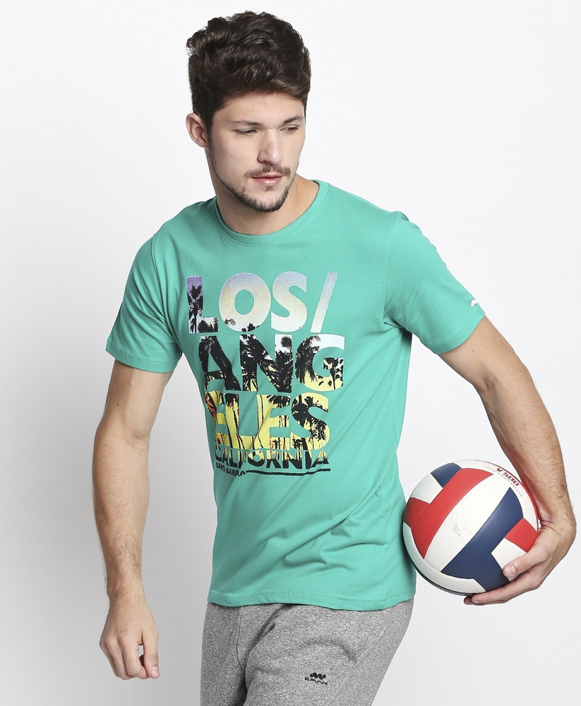 FBB SPUNK Graphic Print Men Round Neck Light Green T Shirt Buy