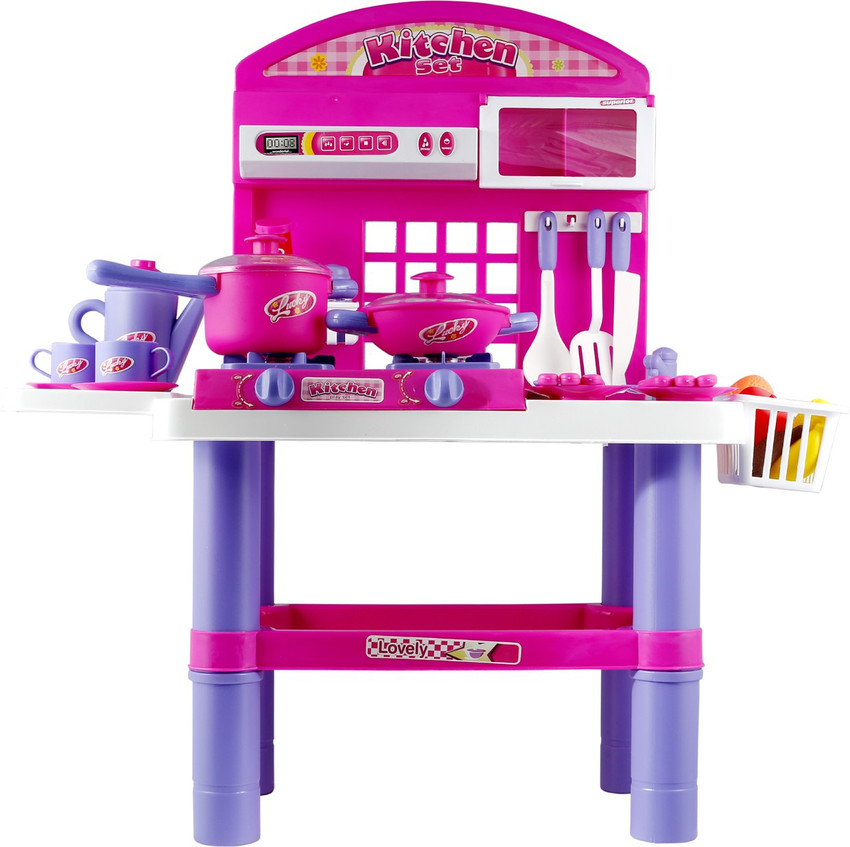 Pink colour outlet kitchen set