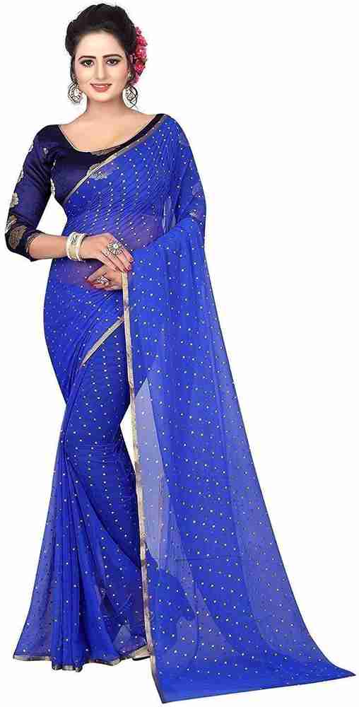 Buy Stylish Sarees Embellished Bollywood Chiffon Blue Sarees Online Best Price In India Flipkart