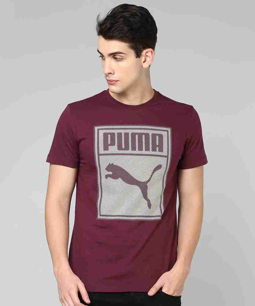 Burgundy puma cheap t shirt