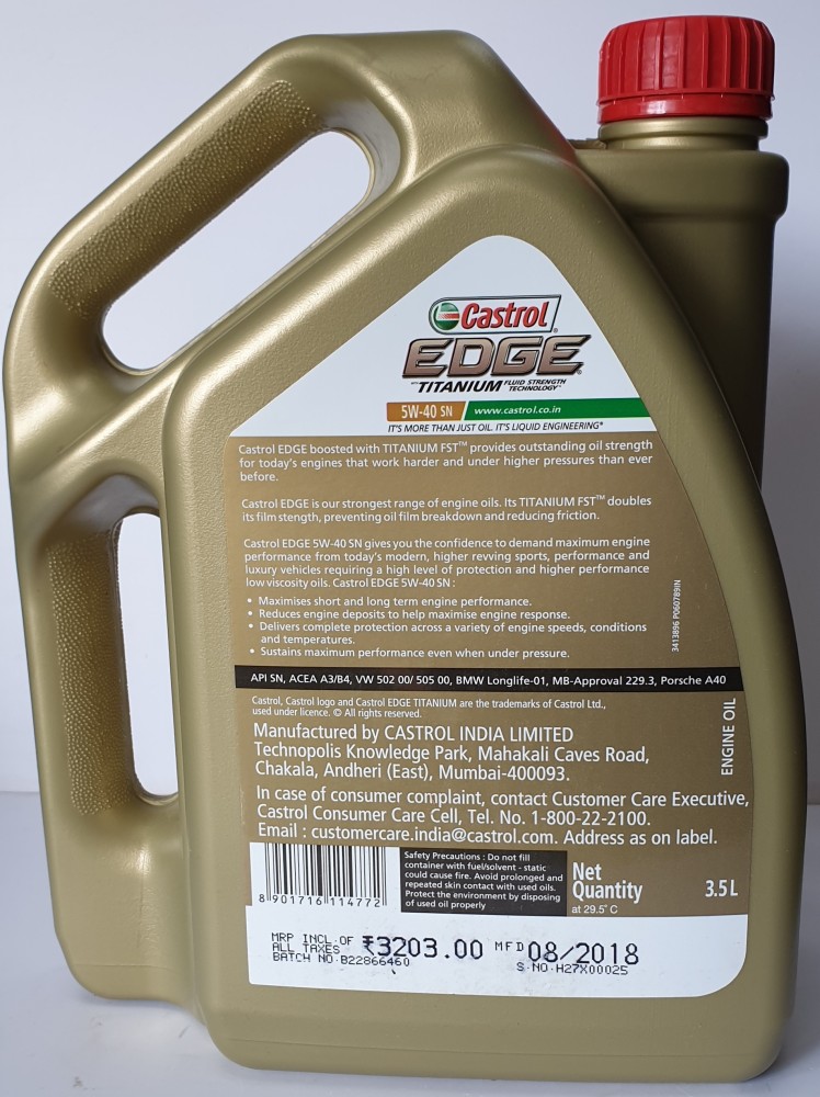 Castrol Edge 5W40 3.5l Synthetic Blend Engine Oil Price in India - Buy  Castrol Edge 5W40 3.5l Synthetic Blend Engine Oil online at