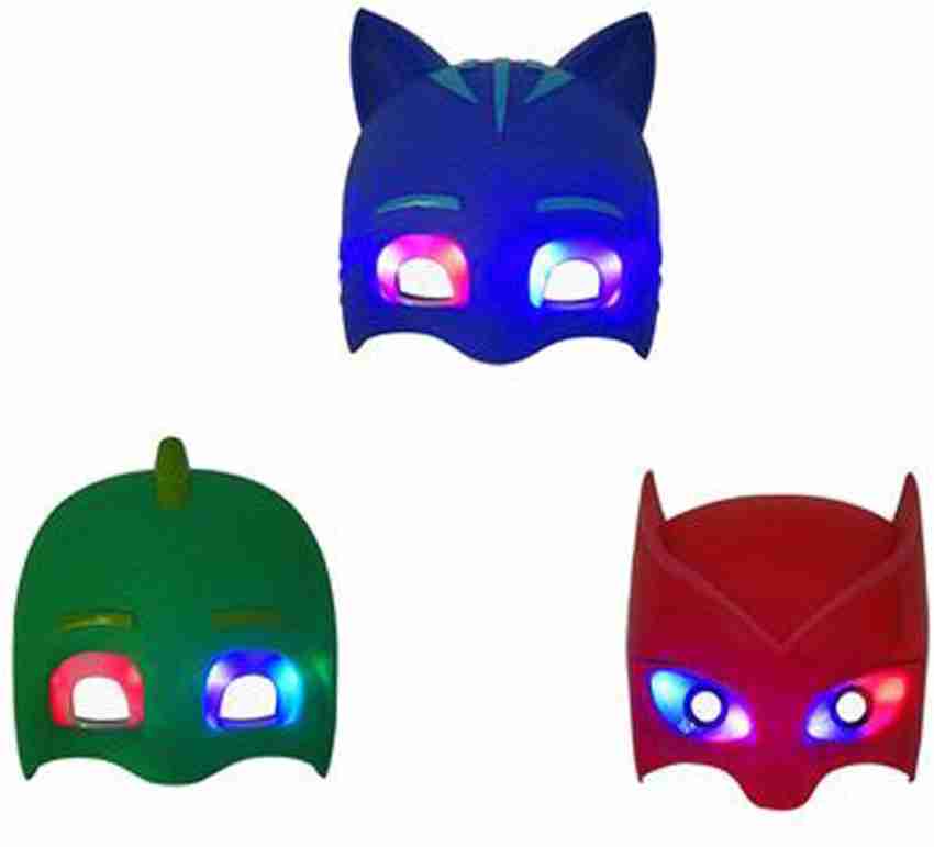 IndusBay Set of 3 PJ Mask Character face mask Cat Boy, Owelette, Gekko face  Mask with Light for kids - Set of 3 PJ Mask Character face mask Cat Boy,  Owelette, Gekko