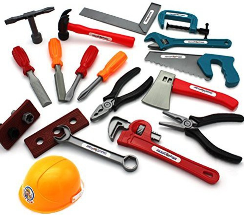 Odowalker Kids Realistic 22Pcs Plastic Construction Tool Toy Sets Pretend Play Toys Helmet Screwdriver Pliers Wrench Etc For Little Boy Kids Realistic 22Pcs Plastic Construction Tool Toy Sets Pretend ...