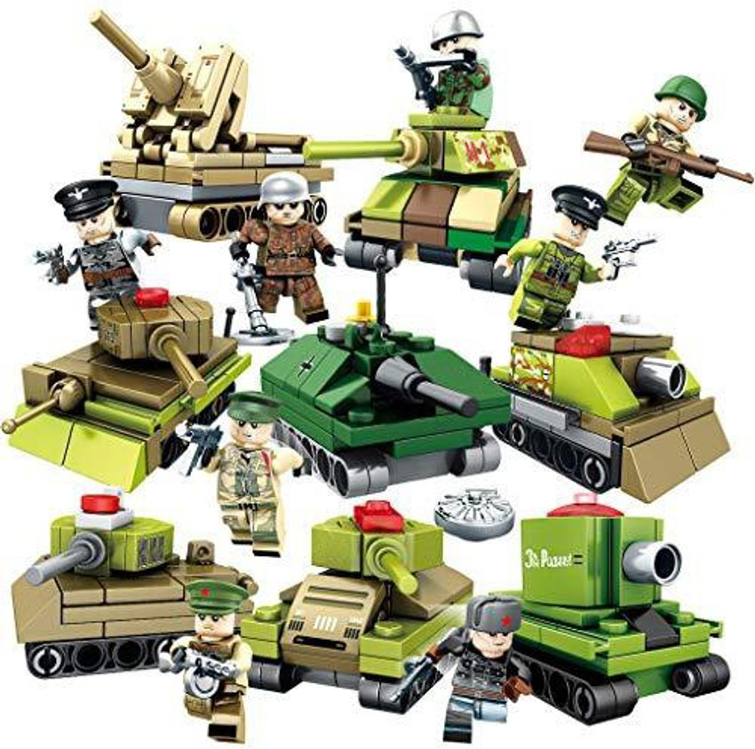 Genrc Kazi Ww2 Army Mini Figures With Military Tank Set Include