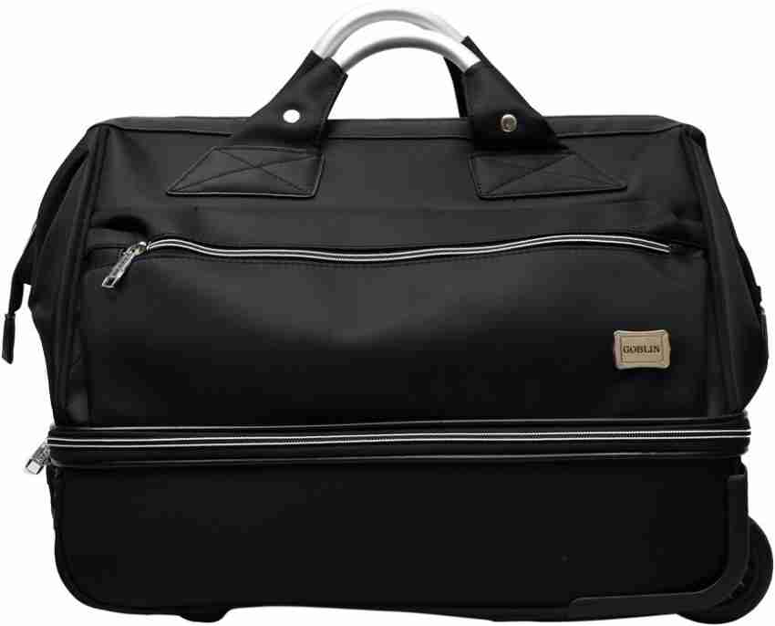 Goblin DOUBLE DECKER Duffel With Wheels Strolley BLACK Price in India Flipkart