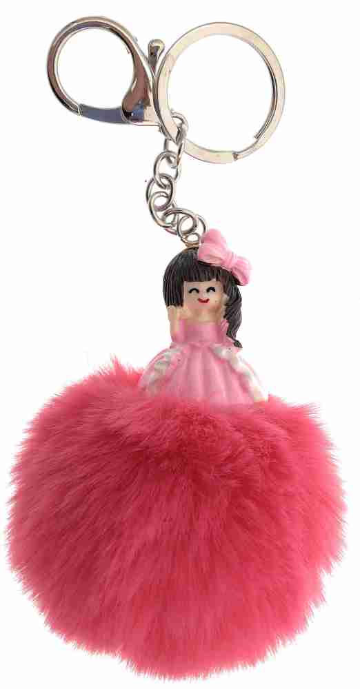 Faux Fur Pompom Unicorn Keychain for Women Bag Key Chains Girl Car