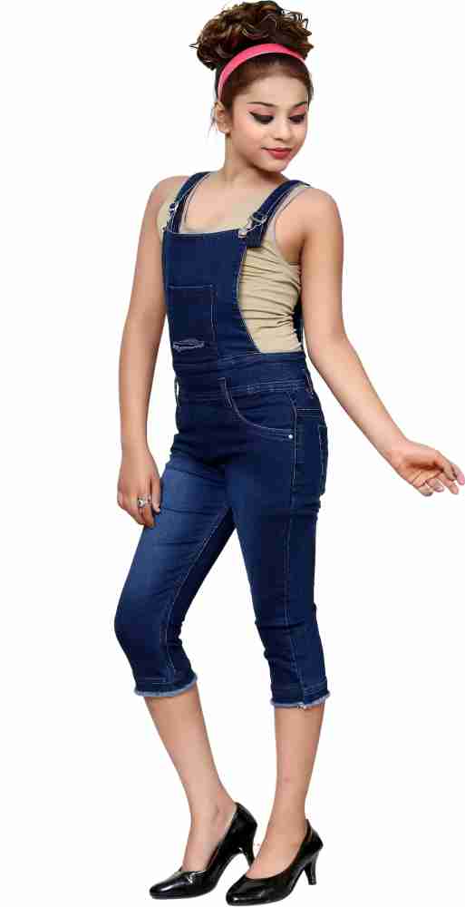 ORIEX Dungaree For Girls Solid Denim Price in India - Buy ORIEX Dungaree  For Girls Solid Denim online at