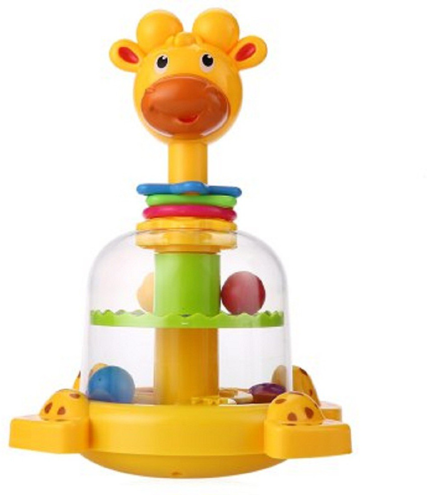 EMOB Attarctive Push N Spin Giraffe Spinner Toy for Toddlers with