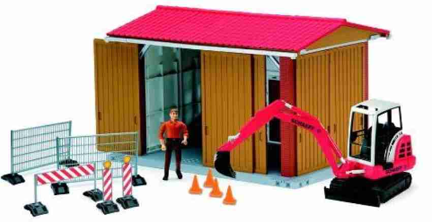 Bruder Bworld Construction Shed With Excavator, Man, And Acc