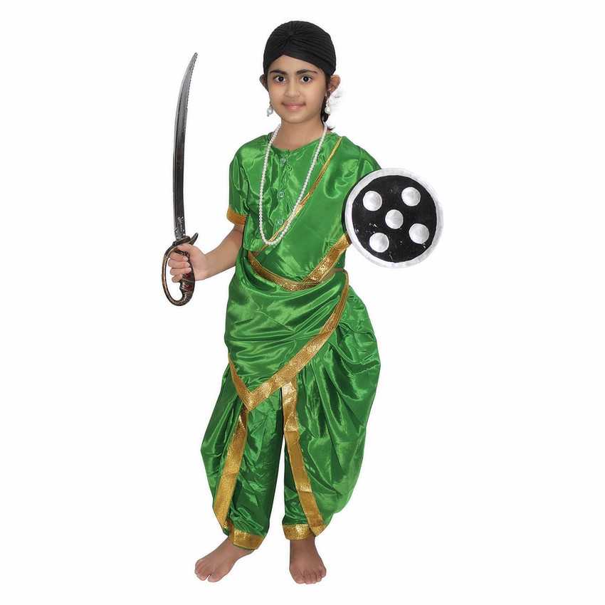 KAKU FANCY DRESSES National Hero/ Freedom Fighter Rani Laxmi Bai Costume  -Green, 7-8 Years, For Girls Kids Costume Wear Price in India - Buy KAKU FANCY  DRESSES National Hero/ Freedom Fighter Rani