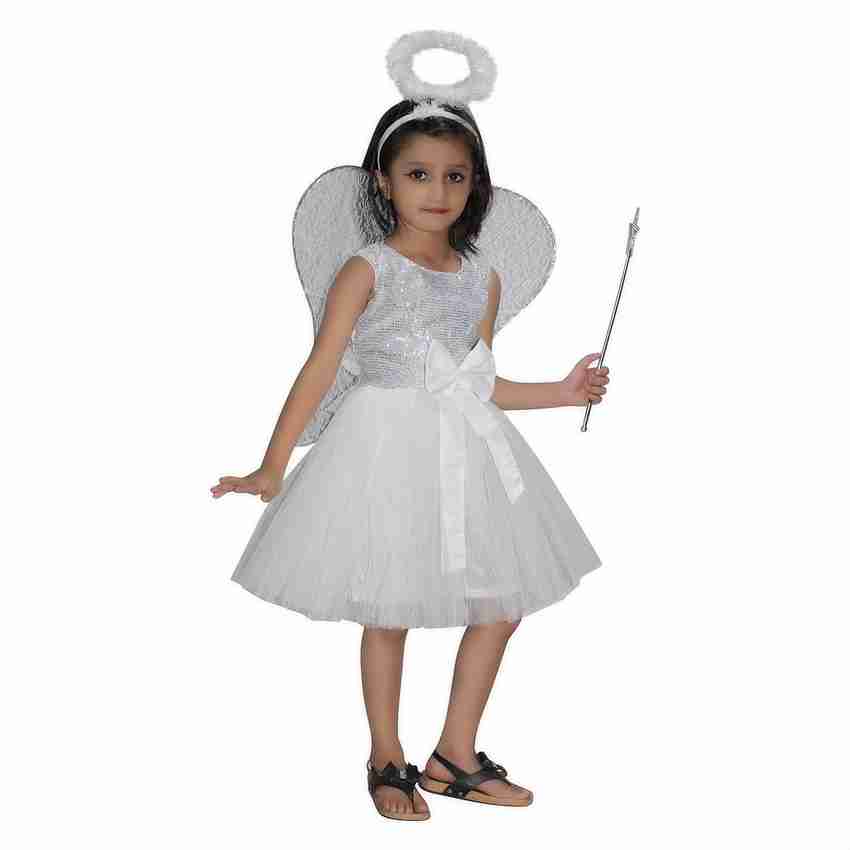 KAKU FANCY DRESSES Angel Costume White 5 6 Years For Girls Kids Costume Wear